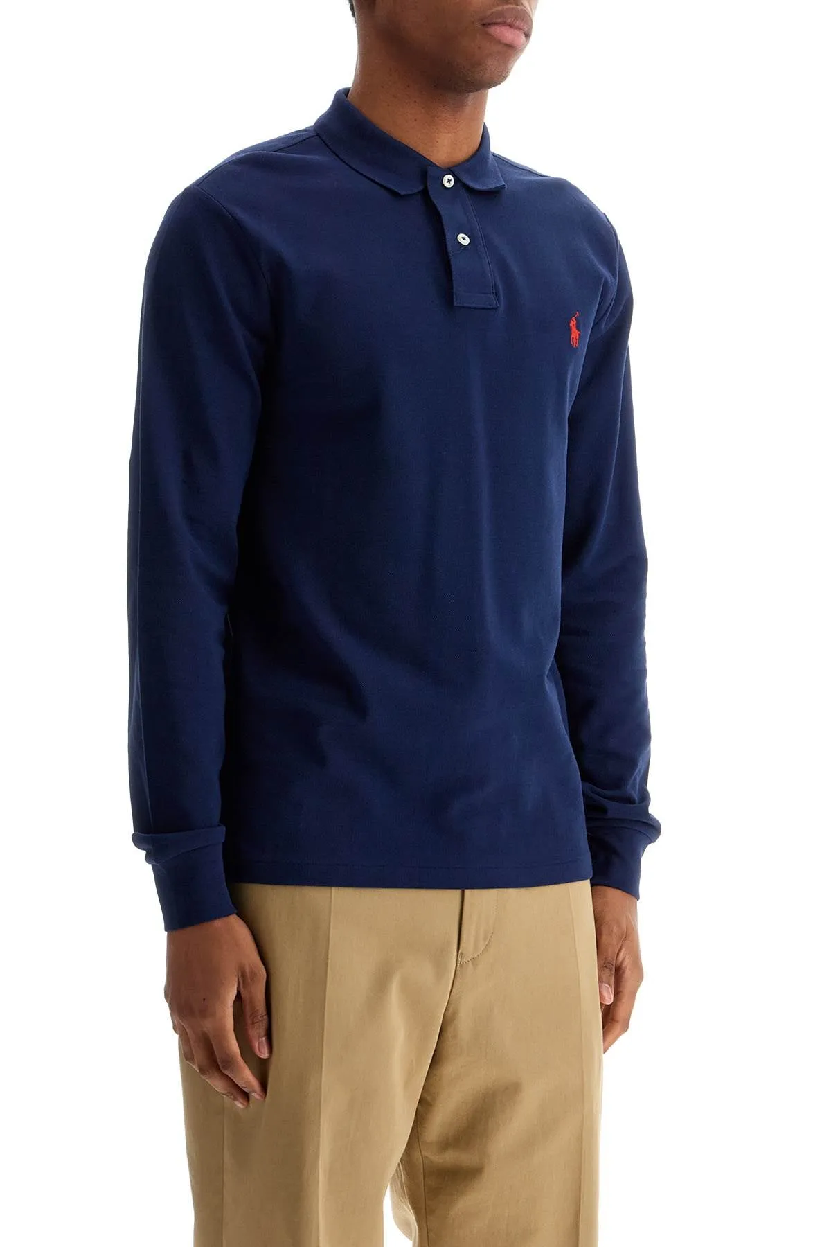 slim fit long sleeve polo shirt 710681126038 NEWPORT NAVY/C3870