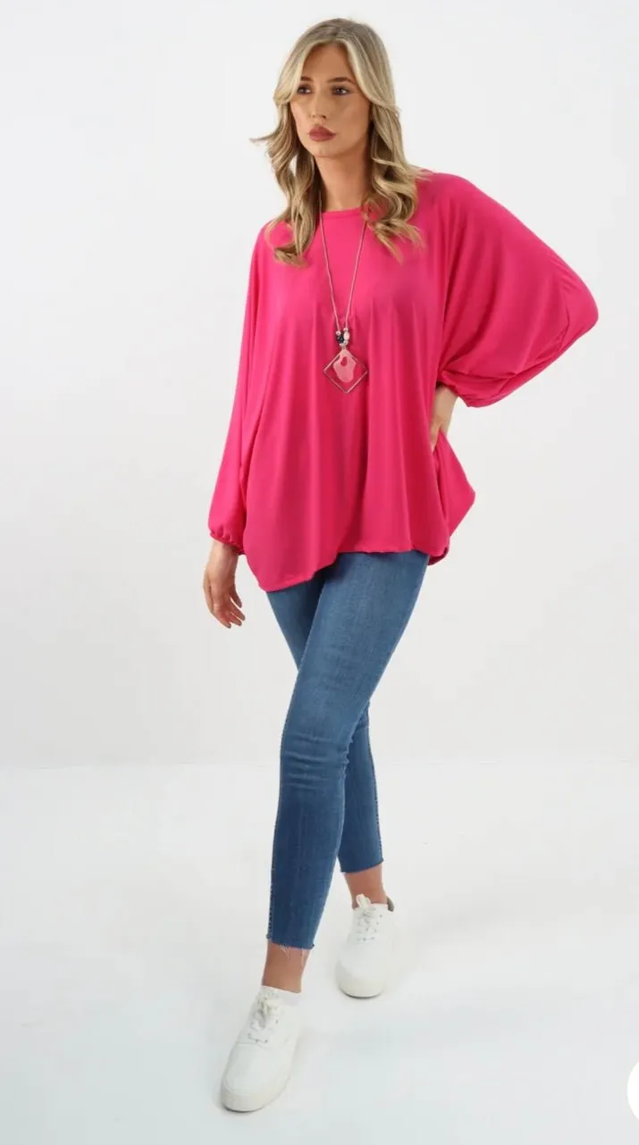 Slinky Batwing Top  & necklace