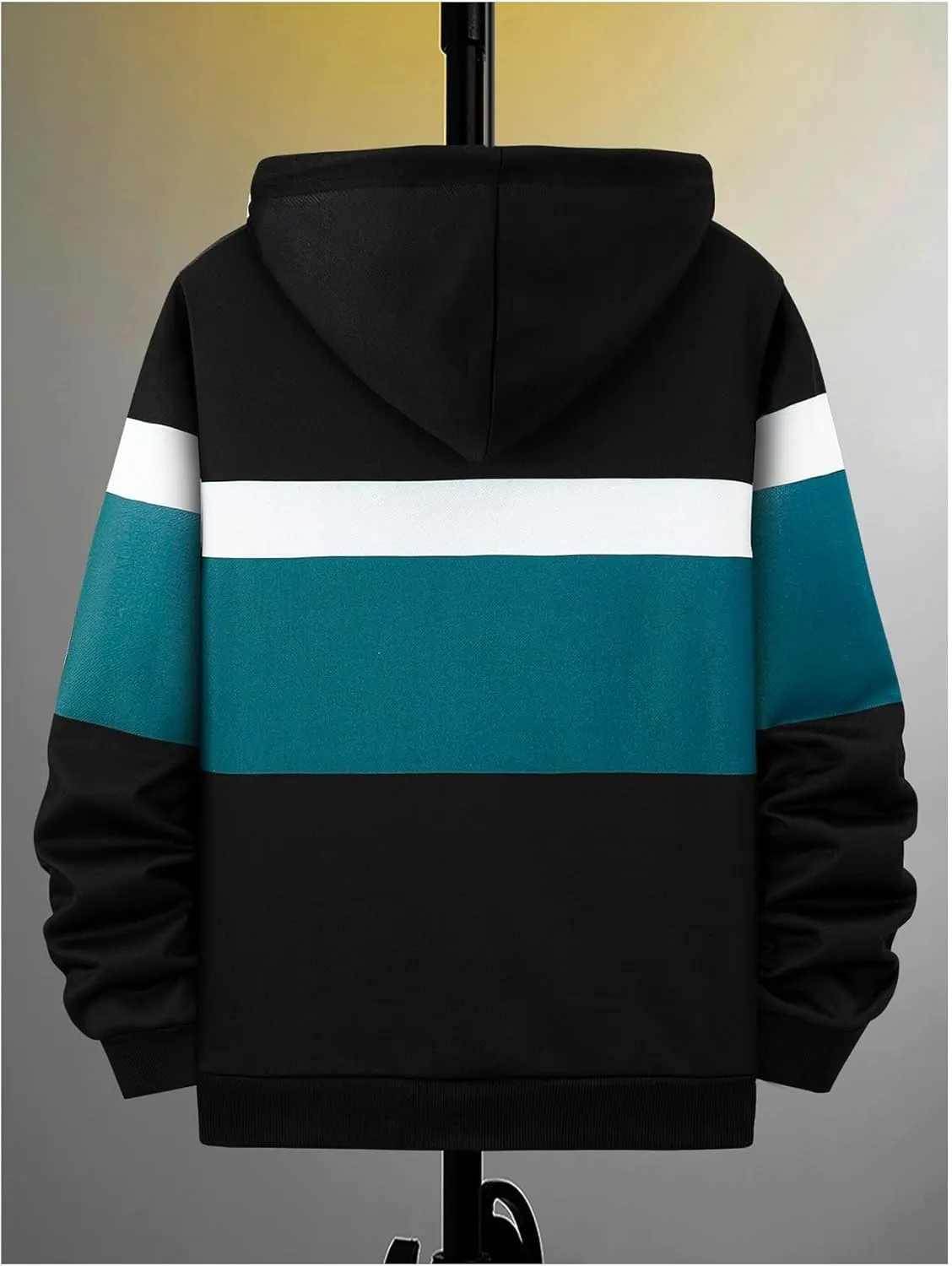 SOLY HUX Men's Color Block Hoodies Letter Graphic Drawstring Long Sleeve Pullover Sweatshirt
