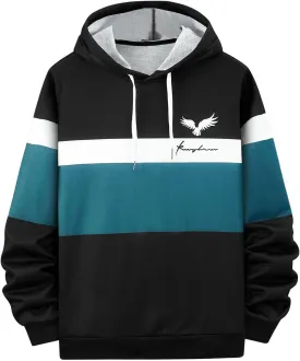 SOLY HUX Men's Color Block Hoodies Letter Graphic Drawstring Long Sleeve Pullover Sweatshirt