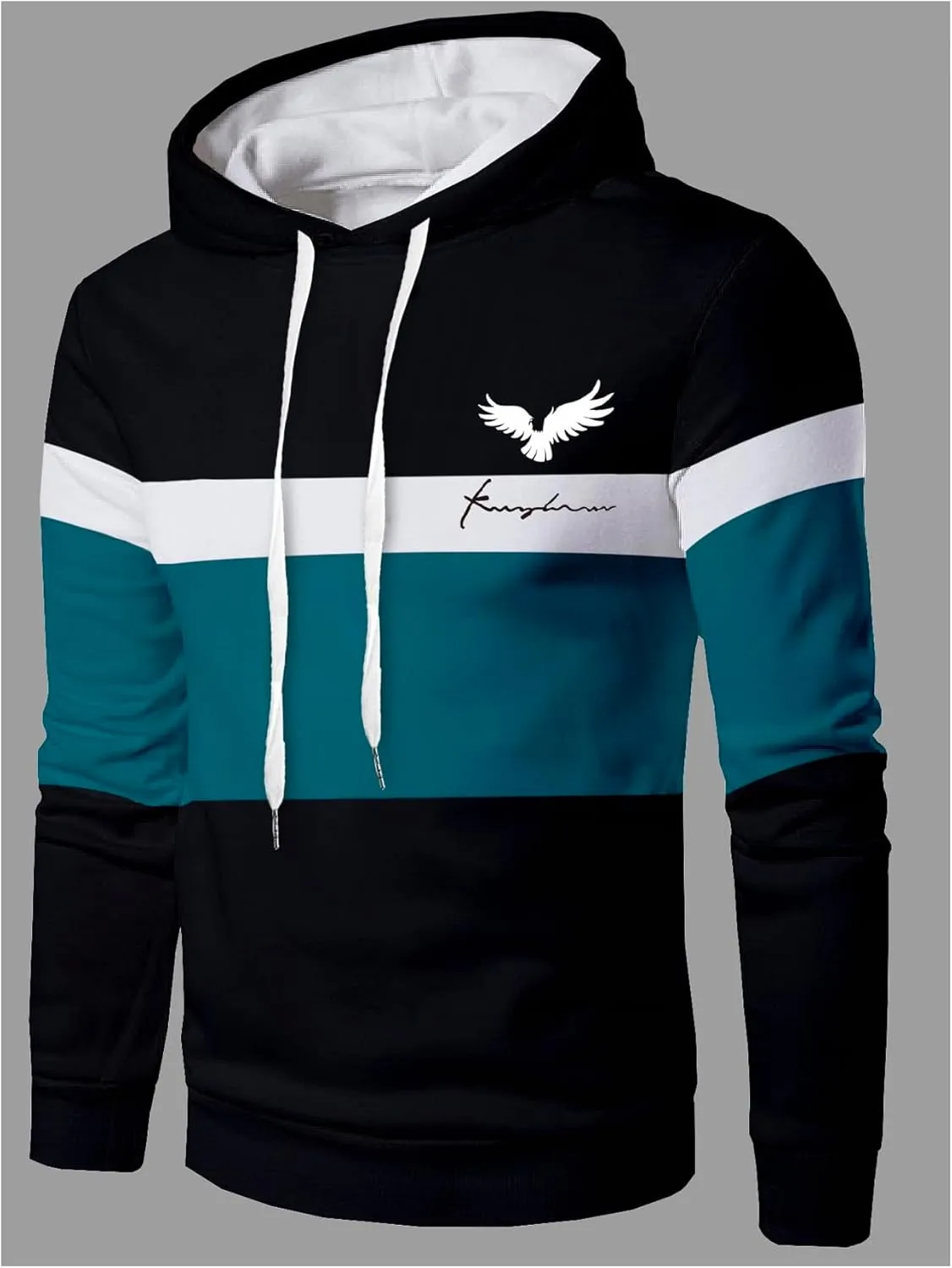 SOLY HUX Men's Color Block Hoodies Letter Graphic Drawstring Long Sleeve Pullover Sweatshirt