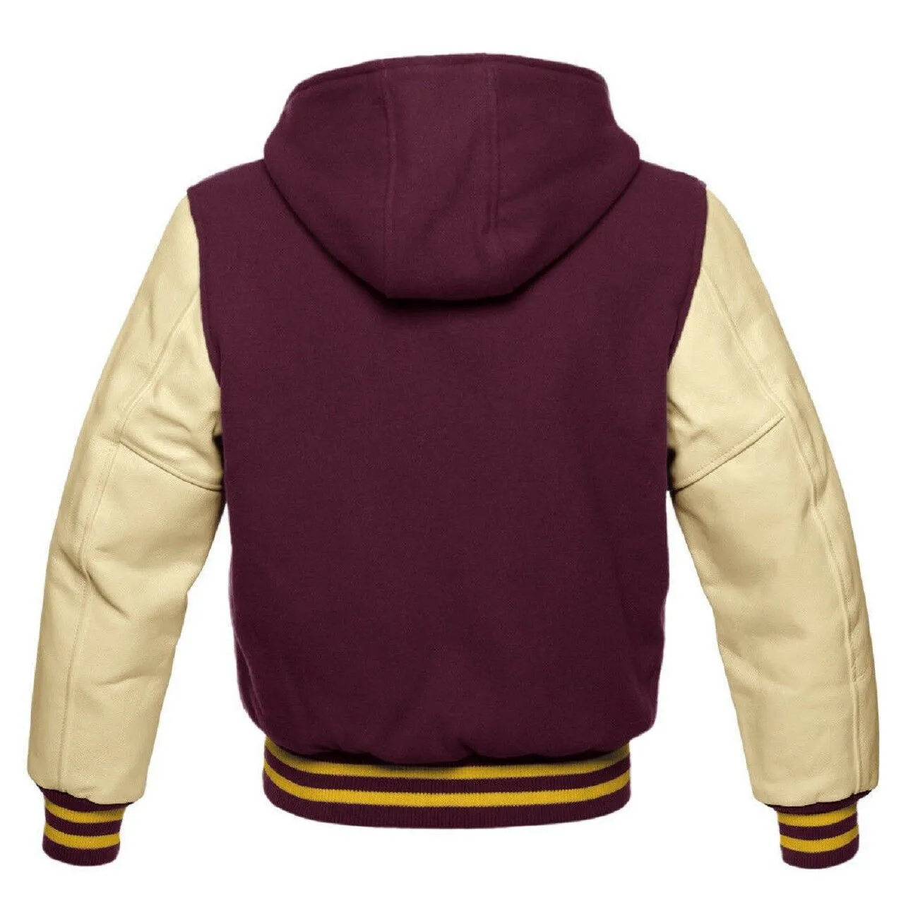 Spine Spark Maroon Hooded Wool Varsity Cream Leather Sleeves