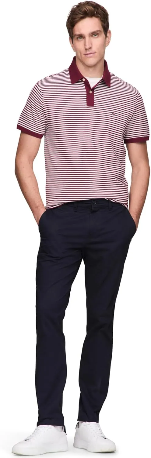 Tommy Hilfiger Men's Short Sleeve Polo Shirts in Regular Fit with Stretch and Organic Pique Cotton