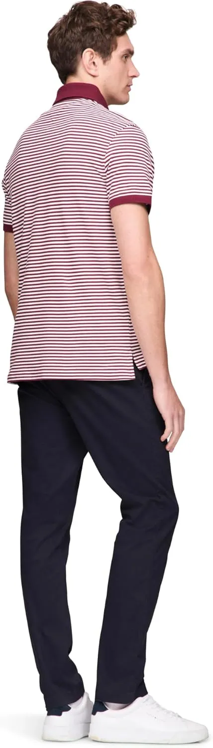 Tommy Hilfiger Men's Short Sleeve Polo Shirts in Regular Fit with Stretch and Organic Pique Cotton