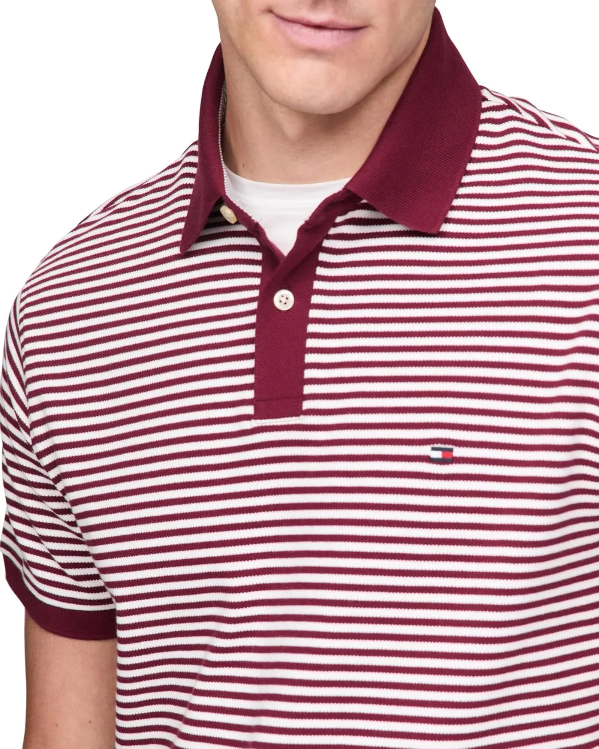 Tommy Hilfiger Men's Short Sleeve Polo Shirts in Regular Fit with Stretch and Organic Pique Cotton