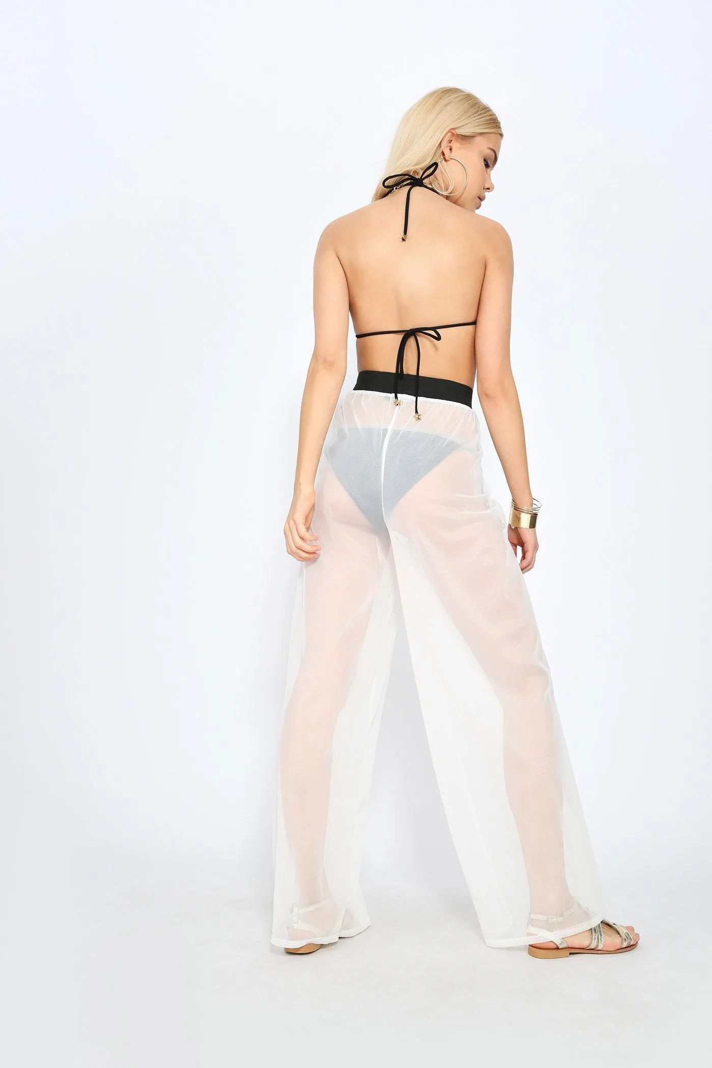 White Mesh Palazzo Trousers