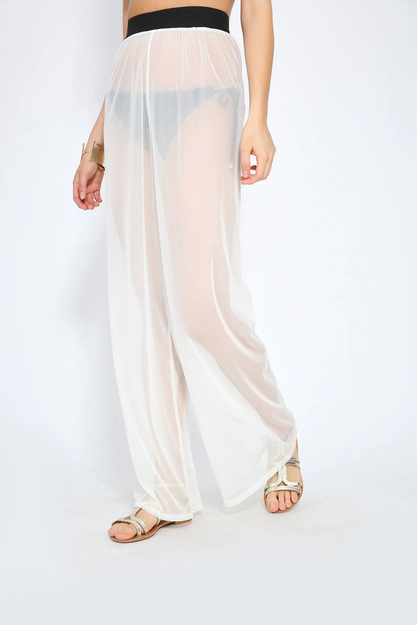 White Mesh Palazzo Trousers