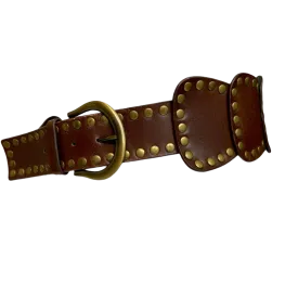 Wide High Waist Full Grain Leather Studed Link Belt