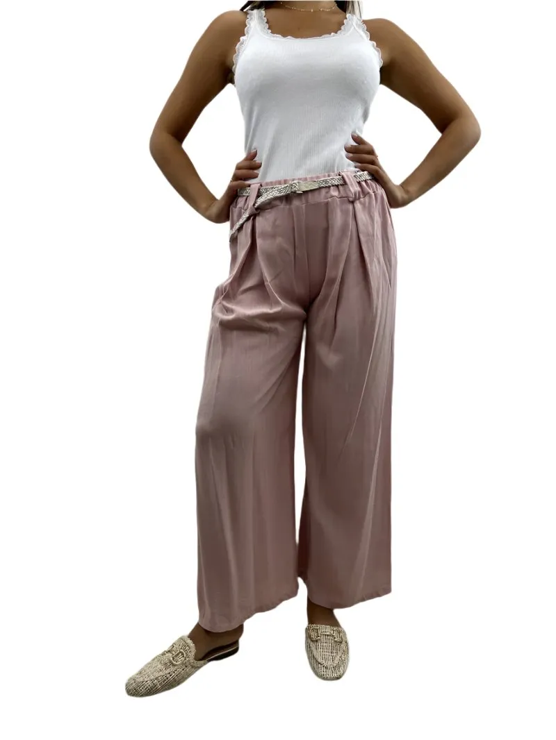Wide Leg Flowy Trousers Made In Italy One Size