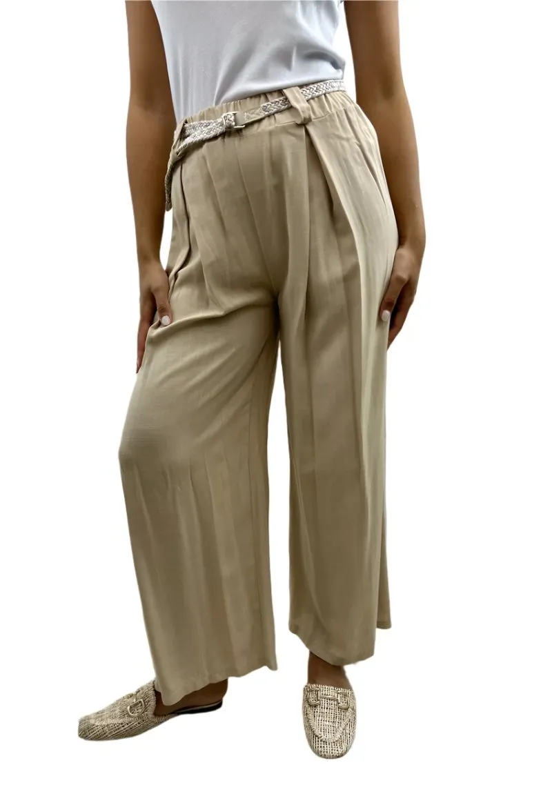 Wide Leg Flowy Trousers Made In Italy One Size