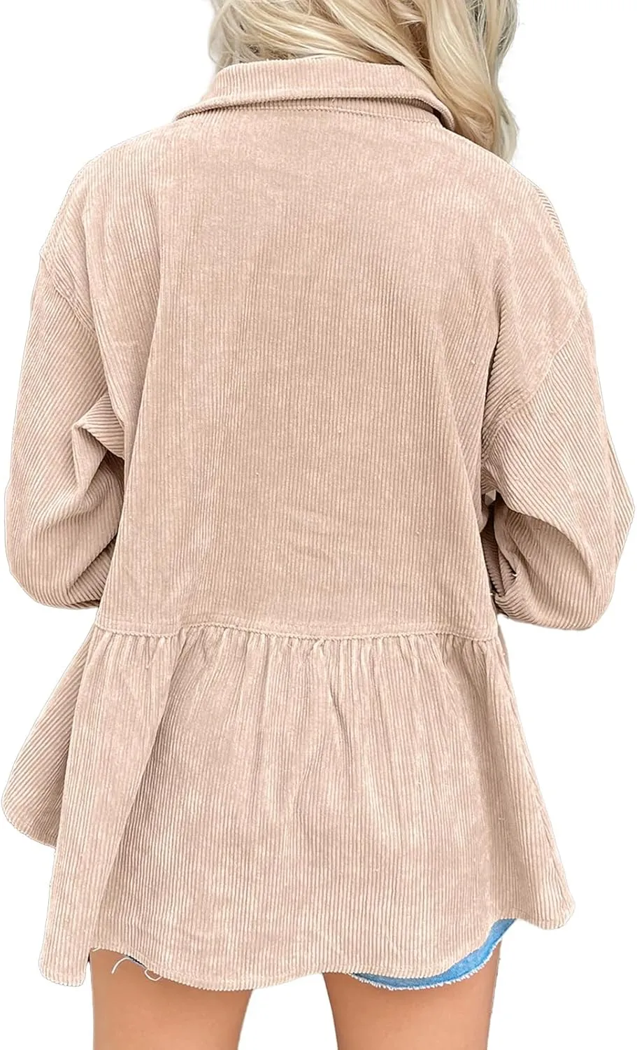 Women's Plaid Shirts Long Sleeves Button Down Peplum Babydoll Jacket Oversized Flannel Shirts Casual Pocket Blouses Tops