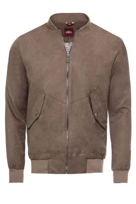 WSS Flap Pockets Suede Light Brown Men Bomber Coat  - Singen