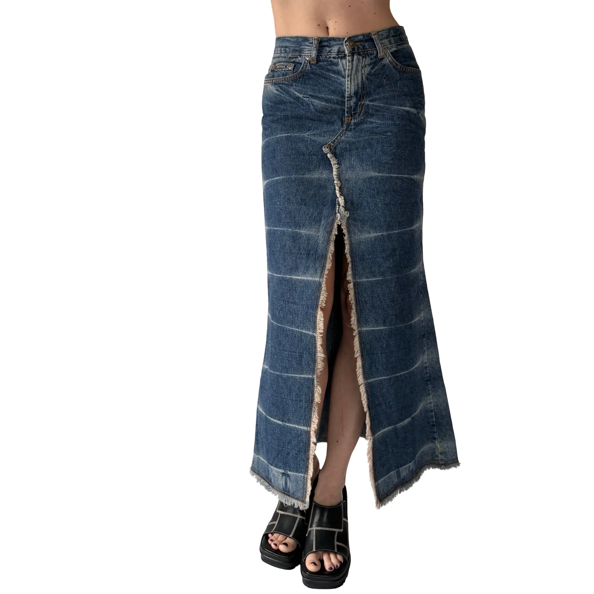 Y2K Denim Maxi Skirt (XS)