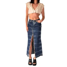 Y2K Denim Maxi Skirt (XS)