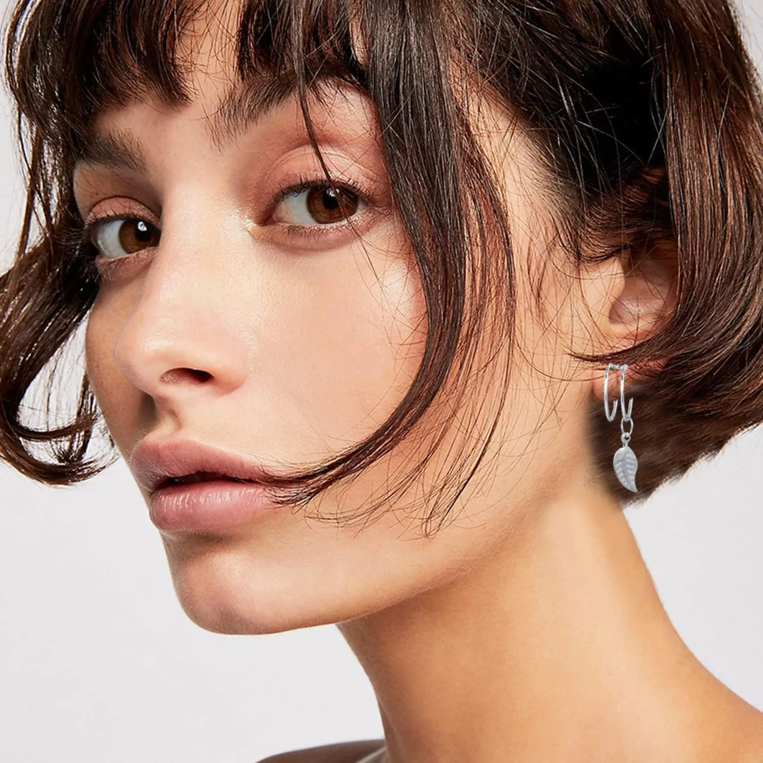 YUNXI Unique Retro Long And Short Rivet Earrings Ear Clips Fashion Goth Punk Tassel Chain Ear Cuff Earrings